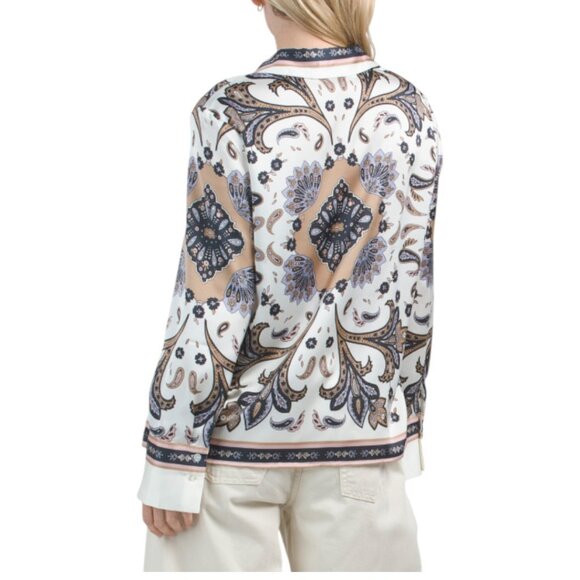 ELLEN TRACY Paisley Print Button Front Shirt - Picture 2 of 3